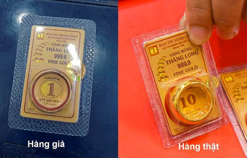 Vàng giả được làm giống hệt vàng thật. Ảnh: BTMC