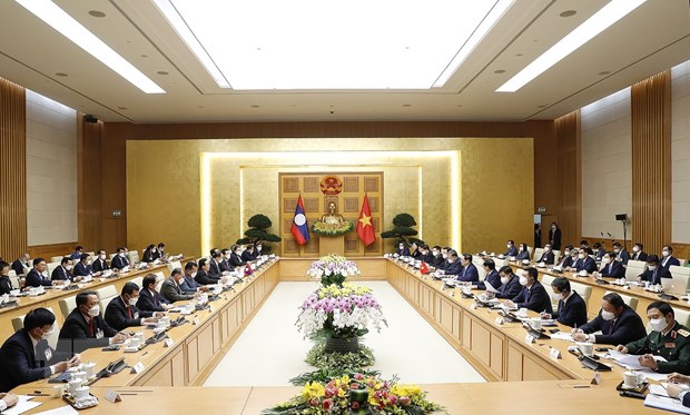 thu tuong pham minh chinh hoi dam voi thu tuong lao phankham viphavanh