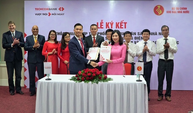 kho bac nha nuoc va techcombank phoi hop thu ngan sach va thanh toan dien tu