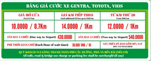 Bảng giá cước taxi cập nhật mới nhất tháng 3/2016
