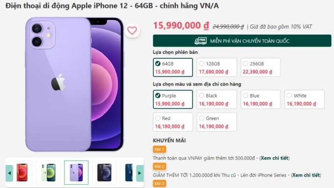 iphone 12 tiep tuc giam gia