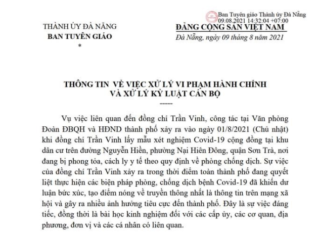 Đà Nẵng giáng chức cán bộ hành xử thiếu chuẩn mực